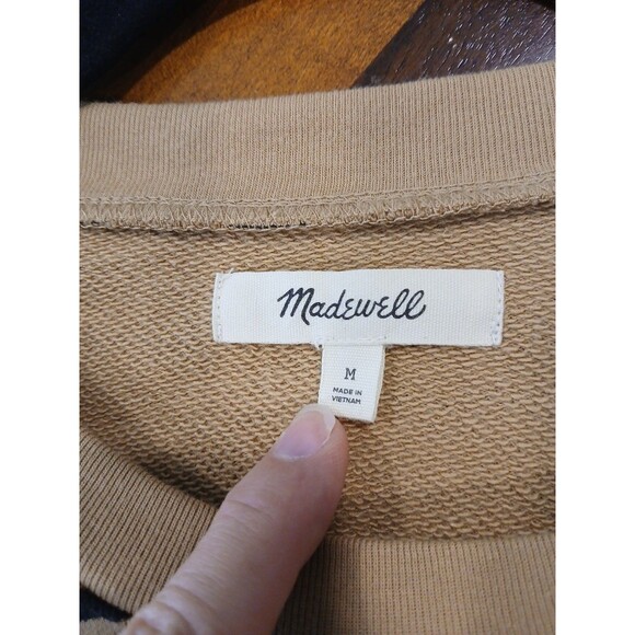 Madewell Medium TigerStripe Crop Sweatshirt Brown Black Animal Print Long Sleeve - Picture 8 of 13